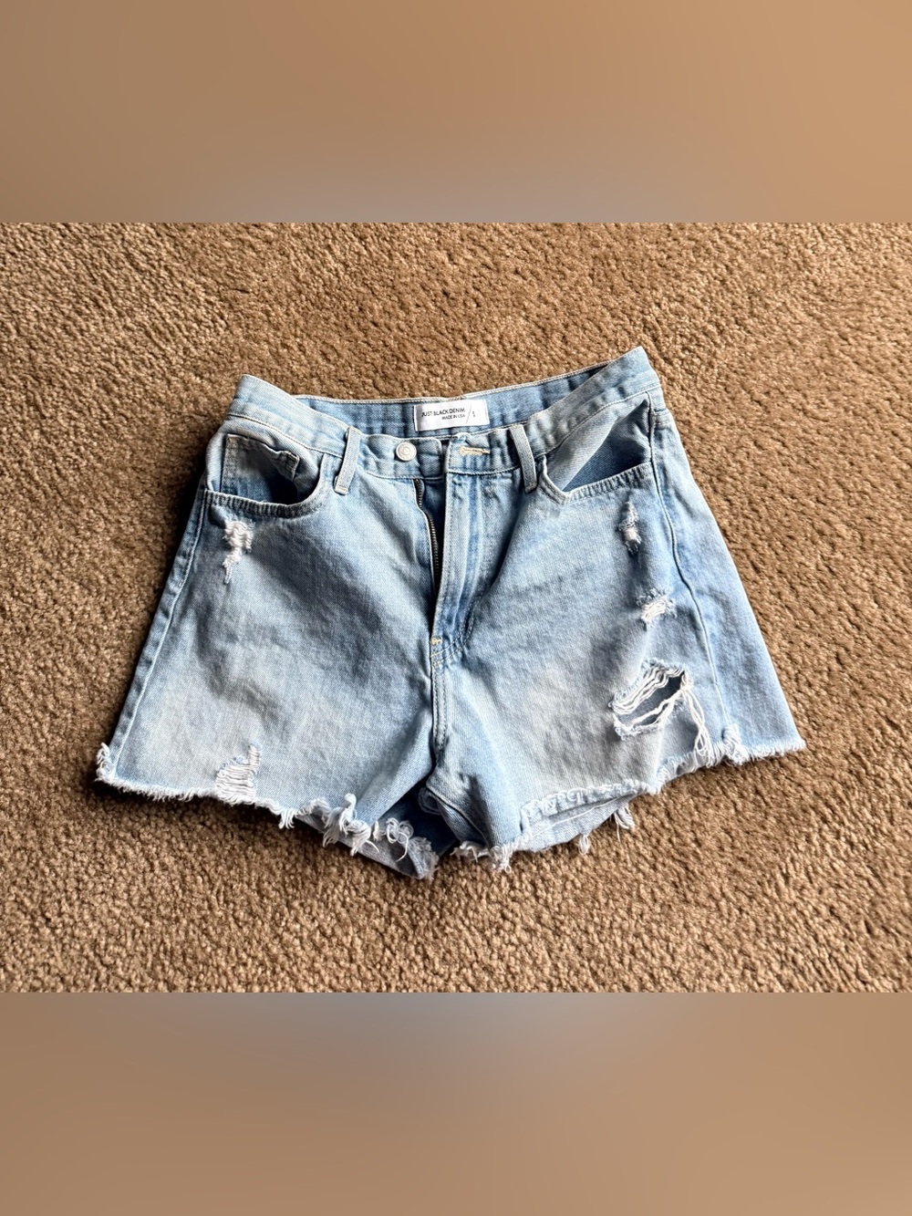 Just Black Light Blue Distressed Denim Shorts sz S